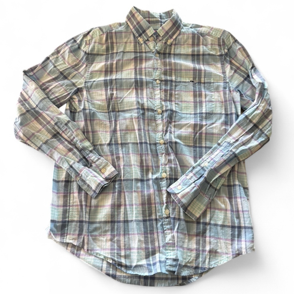 Vineyard Vines By Shep & Ian Ling Sleeve Button Down Classic Fit Tucker Shirt M
